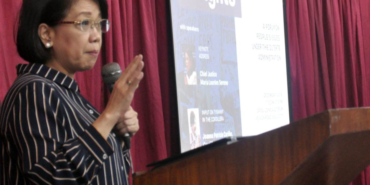 Sereno calls on people to unite vs injustice